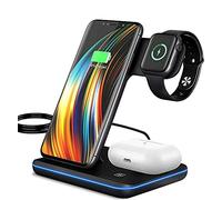 Senelux Wireless Charger, 15W Qi Fast Wireless Charger Station Compatible with iPhone 12/12 Pro/11 Pro/11Pro Max/XS Max/XR Galaxy Note 10+/S10+ Huawei P30 Pro Airpods Pro 2 1 Apple Watch - Black