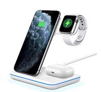 Senelux Wireless Charger, 15W Qi Fast Wireless Charger Station Compatible with iPhone 12/12 Pro/11 Pro/11Pro Max/XS Max/XR Galaxy Note 10+/S10+ Huawei P30 Pro Airpods Pro 2 1 Apple Watch - White