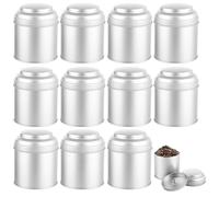 SENENQU 12 Pack 8oz Small Tea Tins, 225ml Mini Tea Caddy with Airtight Double Lids, Kitchen Spice Canisters Metal Nut Storage Jars for Storage Coffee Sugar Loose Leaf Candy Herbs