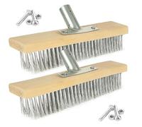 SENENQU 2 Pack 12 Inch Wire Broom Head, Stiff Steel Bristle Scrubbing Brush Head, Heavy Duty Yard Sweeping Brush for Deck Scrub Paving Patio Path Drives Algae Weed Moss Removal