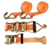 SENENQU 2 Sets Ratchet Tie Down Straps, 4cm x 3m Heavy Duty, Adjustable Lashing Car Tensioning With Metal J Hook for Trailer Truck - Load Capacity 2000KG