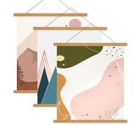 SENENQU 3 Pack A2 Poster Frame, 41cm Magnetic Poster Hanger, Natural Wooden Poster Frame Hanging Kit for Artwork Map Picture Photo Poster Decoration -Teak