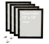 SENENQU 4 Pack 12x10 Inch Black Photo Frame, Solid Wooden Picture Frames for Wall & Tabletop, Standard Size Photo Frames with Clear Perspex Sheet