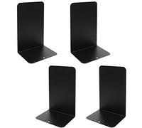SENENQU 4 Pack 8 inch Heavy Duty Anti-Skid Book Ends, L Shape Metal Bookends for Shelves, Decorative Book Stand Holder for Home School Library - Black