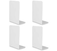 SENENQU 4 Pack 8inch Heavy Duty Anti-Skid Bookends, L Shape Metal Decorative Book Ends for Home, School, Library - White