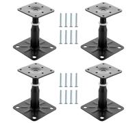 SENENQU 4 x 100-150 mm Post Brackets, Height Adjustable, Black, Galvanised Steel, 75 x 95 mm, Adjustable Post Support for Embedding in Concrete, Support Base for Fences, Shelters, Carports, Pergolas