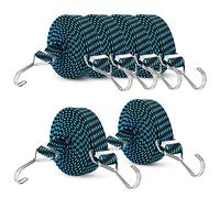 SENENQU 6 Pack 3m Bungee Cords with Hooks, Elastic Bungee Straps with Metal Buckle, Blue Adjustable Luggage Bungee Ropes for Bike Roof Rack Cargo Car Camping Moving - 3cm Width