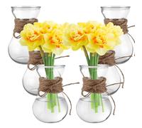 SENENQU 6 Pack 7 x 14cm Small Glass Vases for Flowers, Hyacinth Flower Vase, Clear Bud Vase Decorative Vases for Table Decoration Wedding Party Birthday Baby Shower