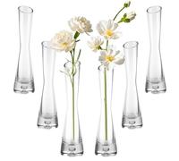 SENENQU 6 Pack Glass Vases for Flowers, 20cm / 8 Inch Tall Single Stem Vases, Small Flower Vase Clear Decorative Bud Vase for Table Decoration Wedding Party Birthday Baby Shower