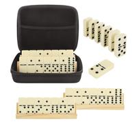 SENENQU Dominoes Set for Adults with 4 Wooden Racks/Trays, Double 6 Dominoes Travel Set with Portable Case Double Six Dominoes Set with 4 Tiles Holders, 28 Tiles Dominos Set for Family Camping