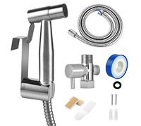Seneryla Bidet Sprayer for Toilet, Stainless Steel & Brass, Wall-Mounted or Tank-Mounted, Silver, 48 Inch Hose, Hand-Held Design, Adjustable Water Pressure