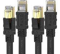 Senetem Cat 8 Ethernet Cable 10FT 2 Pack, High Speed 40Gbps 2000Mhz Flat Internet Network Patch Cord, RJ45 Shielded Outdoor & Indoor LAN Cable, Compatible for Gaming, PC, PS5/4/3, Xbox, Modem, Router