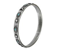 SENFAI Western Cowgirl Bangle Bracelets for Women Vintage Turquoise Floral Engraved Stackable Bangles Gothic Jewelry for Country Style, M, Copper, no gemstone