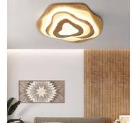 SENFAY LED Ceiling Light Wood 3-Tier Living Room Ceiling Light 3000 K Warm White 50 W 3500 lm Diameter 60 cm Wooden Ceiling Lamp Bedroom Ring Decorative Irregular Design Lamps Living Room Lamp