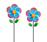 Senflame Garden Wind Spinners & Metal Wind Sculptures - Outdoor Windmill Decor with Vibrant Red & Blue, Yard Art for Patio Lawn Garden Ornament, Dynamic Wind Spinner Sculpture for Landscape Decor