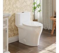 Senfot One Piece Toilet, Dual Flush 0.8/1.28 GPF, ADA Height 17.5+”and Elongated Toilet Seat, Soft-Close Seat, Modern White Toilet for Bathroom, MAP 1000g
