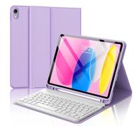 SENGBIRCH iPad A16 11th 2025 & 10th Generation Case with Keyboard 10.9inch 2022, Detachable Bluetooth Keypad with Pencil Holder, Premium Protective Case for iPad 10th Rechargeable Keyboard, Purple