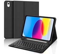 SENGBIRCH Keyboard case for iPad A16 11th Generation 2025/10th Generation 2022 - UK layout Detachable Wireless Bluetooth Keyboard, Flip Stand Case with Pencil Holder, Black
