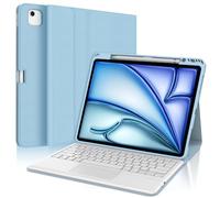 SENGBIRCH Keyboard Case for iPad Air 13'' (M2) 2024 - UK Layout Wireless Detachable Bluetooth Touchpad Keyboard, Protective Folio Cover for iPad Air 13 inch, Light Blue