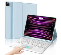 SENGBIRCH Keyboard Case for iPad Pro 12.9" 2022 6th Generation / 2021 5th Generation,UK Layout Detachable Touchpad Keyboard, Case for iPad Pro 12.9 Inch 2020/2018 4th Gen/3th, Light Blue