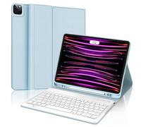 SENGBIRCH Keyboard Case for iPad Pro 12.9" 2022 6th Generation / 2021 5th Generation,UK Layout Detachable Keyboard Case for iPad Pro 12.9 Inch 2020/2018 4th Gen/3th, Light Blue