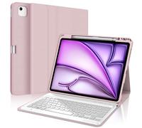 SENGBIRCH Keyboard Case for iPad Pro 12.9 6th/5th/4th/3rd Generation, UK Layout Detachable Keyboard, Case for iPad Air 13 Inch 2025 M3/2024 M2, Pink