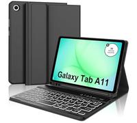 SENGBIRCH Keyboard Case for Samsung Galaxy Tab A11 8.7 inch 2025 - UK Layout Detachable Bluetooth 7 Color Backlit Keyboard, Protective Cover for Galaxy Tab A11 8.7", Black