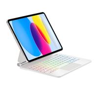 SENGBIRCH Magic Keyboard Case for iPad 11th A16 2025/10th 10.9" 2022 - UK Layout 7 Colors Backlit Touchpad Bluetooth Keyboard, Floating Magnetic Design Case for iPad 10th, White