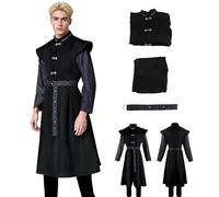 SENGDUJH Daemon Cosplay Costume,Dragon Queen Daenerys Grandfather Prince Daemon Costume Medival Tunic Costume Jacket with Pant for Halloween,Carnival (Black One, 3XL)