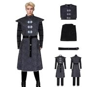 SENGDUJH Daemon Cosplay Costume,Dragon Queen Daenerys Grandfather Prince Daemon Costume Medival Tunic Costume Jacket with Pant for Halloween,Carnival (Black Two, 3XL)