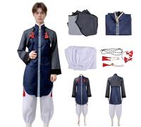 SENGDUJH Edogawa Rampo Cosplay Costume,BSD Cosplay Dazai Friend Rampo Outfit Fullset,Antique Shop Merchant Chinese Hanfu Costume for Halloween,Comic-Con (Deep Gray +White, L)