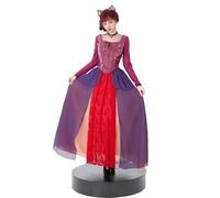 SENGDUJH Witch Costumes for Women,Halloween Deluxe Witchy Dress,Medieval Maxi Dress with Strap Design for Carnival Party (Purple + Red, M)