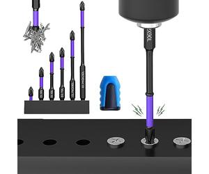SENGHUI D1 Anti-Slip and Shock-Proof Bits with Phillips Screwdriver Bits-Upgraded High Hardness and Strong Magnetic Bit,Non-Slip 1/4 Inch Hex Shank Cross Impact Driver Bit Set(6Pcs/Set+1Bit Holder)