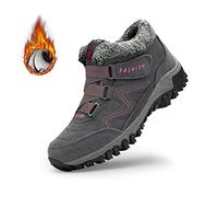 SENGHUI Women's Winter Thermal Villi Leather Platform Fashion High Top Boots,Fleekcomfy Snowy Villi Leather Ankle Boots for Outdoor Walking (Graypink), 43 EU