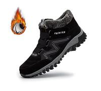 SENGHUI Women's Winter Thermal Villi Leather Platform Fashion High Top Boots, Fleekcomfy Snowy Villi Leather Ankle Boots for Outdoor Walking (Black), 40 EU