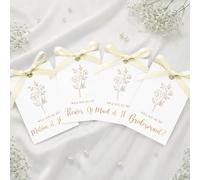 Sengift 12 Pcs Gold Foil Proposal Bridesmaid with Beige Ribbon Bow | 8 Will You Be My Bridesmaid Rustic | 2 Maid of Honor Card Proposal | 1 Will You Be My Matron of Honor | 1 Flower Girl Invitation