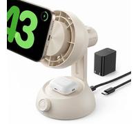 SENGiMC 4-in-1 Wireless Charging Station with Cooling Fan for Desk, 25W Max Fast Charger Stand for iPhone 17/16/15 Pro Max, Samsung S24/S25 Ultra, Apple Watch & AirPods, Plug-in Office Essential
