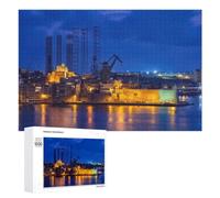 Senglea At Night In Malta Classic Jigsaw Puzzle for Adults, 1000 PCS