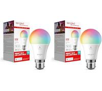 Sengled LED Smart Light Bulb (B22), Matter-Enabled, Multicolour, Works with Alexa, 60W Equivalent, 800LM, Instant Pairing, Matter-Compatible Platform Required, 2.4 GHz, Wi-Fi, 2-Pack