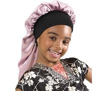 SENGTERM Girls Long Satin Bonnet Sleep Cap, Kids Long Pink, One Size