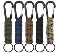 SENHAI 5 Pcs Paracord Keychains with Carabiner, Braided Lanyard Ring Hook Clip for Keys Knife Flashlight Outdoor Camping Hiking Backpack Fit Men Women - 5 Colors