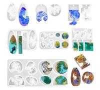 SENHAI 7 PCS Island Pendant Resin Moulds, Ocean Style Epoxy Silicone Moulds for DIY Craft Making Pendant Keychain Jewelry