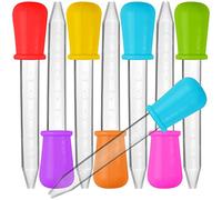 SENHAI 8 Pcs Liquid Droppers, Silicone and Plastic Pipettes Transfer Eyedropper with Bulb Tip for Candy Oil Kitchen Kids Gummy Making - 7 Colors