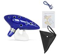 SENHAI Ceramic 12-Hole Ocarina, C Instrument Key with Neck Strap, Song Book, Gift Box, Hand-shape Display Stand and Blue Protective Bag