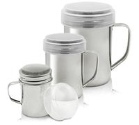 SENHAI Chocolate Powdered Shaker Duster with Handle, 3 Different Size Stainless Steel Salt Sugar Powder Shakers for Pepper Cinnamon Powder Flour - Fine Mesh