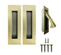 senharvest Pocket Door Handles and Edge Pull Antique Brass, 6Inch Pull Hardware Latch,Recessed Finger Flush Pulls,for Closet,Sliding,Barn Door