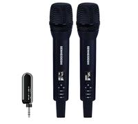 SENHEIDESHI UHF Rechargeable Wireless Microphone System with 2 x Handheld Mic, 1/4" Mini Portable Rechargeable Bluetooth Receiver, Built-in EQ, Effects for Karaoke, Events, Church, Meetings