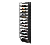 Senhoglb 14 Tier Wall Mounted Magazine Rack Mesh A4 Paper File Organiser Mail Holder Storage, Black