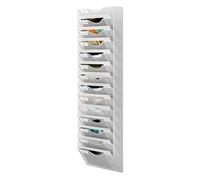Senhoglb 14 Tier Wall Mounted Magazine Rack Mesh A4 Paper File Organiser Mail Holder Storage, White