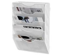Senhoglb File Folder Organizer, 5-Tier Mesh Hanging Wall File Holder, Magazine Rack, Wall File Organizer With Pockets, Metal Document Organizer, Mail Organizer Wall Mounted for Office Home, White
